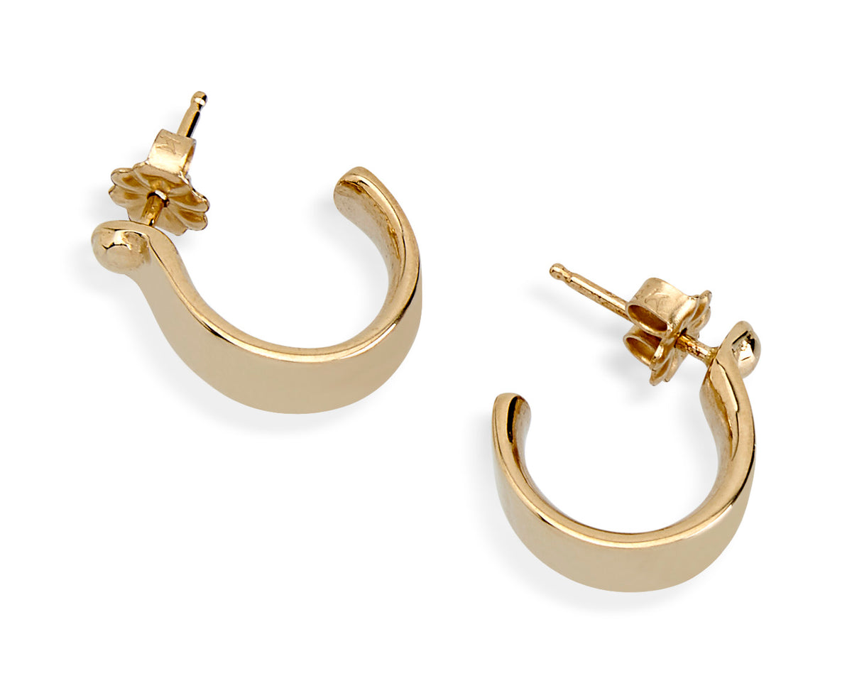 Oxbow Stirrup Earrings, 14k Gold Rusty Brown