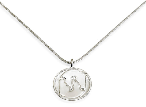 Yin Yang Horse Head Necklace, Sterling Silver - Rusty Brown