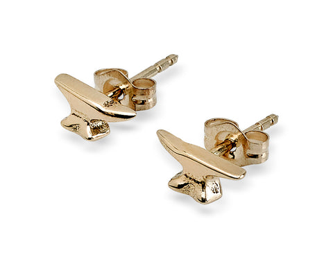 Small Anvil Earrings, 14k Gold - Rusty Brown