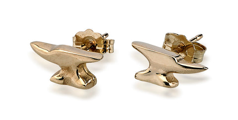 Medium Anvil Earrings, 14k Gold - Rusty Brown