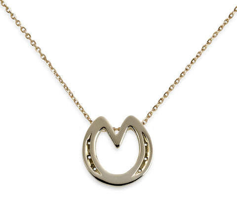 Heart Bar Shoe Necklace, 14k Gold