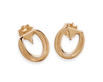 Straight Bar Heart Bar Earrings, 14k Gold