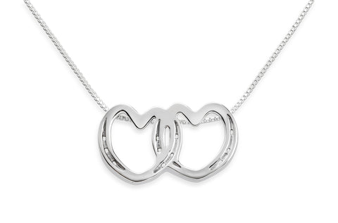 Double Shoe Heart Necklace, Sterling Silver