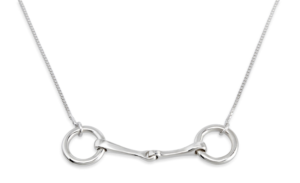 Large O-Ring Snaffle Bit Necklace - Hinged, Sterling Silver | Rusty Brown
