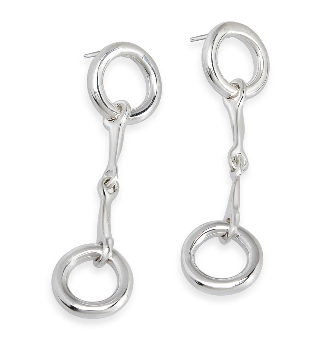 Large O-Ring Snaffle Bit Earrings, Sterling Silver | Rusty Brown