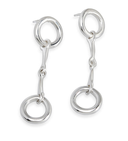 Large O-Ring Snaffle Bit Earrings, Sterling Silver