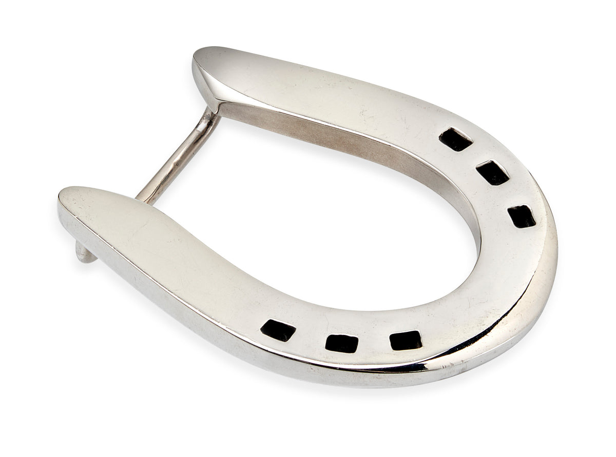 Sliding Plate Buckle, Sterling Silver | Rusty Brown