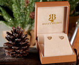 Shoe Heart Earrings, 14k Gold - Rusty Brown