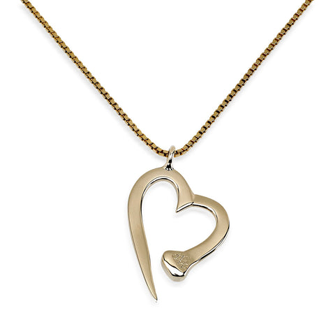 Nail Heart Necklace, 14k Gold - Rusty Brown
