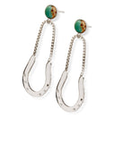 Sliding Plate Earrings - Dangle with Turquoise, Sterling Silver - Rusty Brown