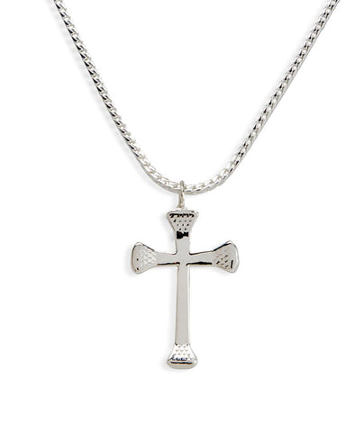 Men's Nail Cross Necklace, Sterling Silver - Rusty Brown