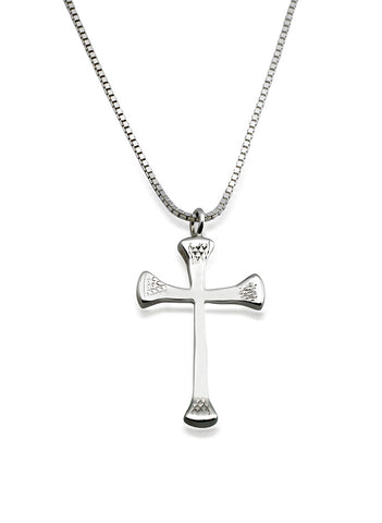 Nail Cross Necklace, Sterling Silver - Rusty Brown