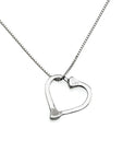 Double Nail Heart Necklace, Sterling Silver - Rusty Brown