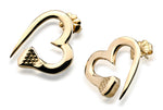 Nail Heart Earrings - Post, 14k Gold - Rusty Brown