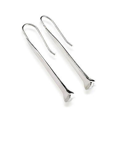 Nail Earrings - French Hook Dangles, Sterling Silver - Rusty Brown