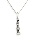 3 Nail Head Necklace with CZ, Sterling Silver - Rusty Brown