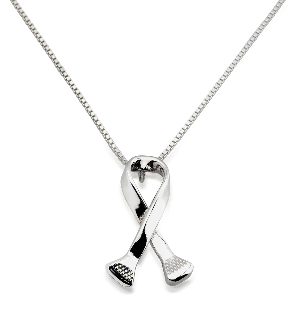 Silver Small Ribbon Necklace, Awareness Necklace-B5238-NK-Cu