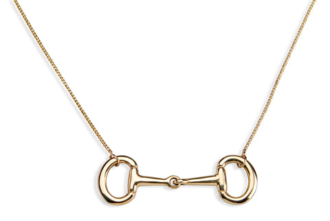 Large Snaffle Bit Necklace - Hinged, 14k Gold - Rusty Brown