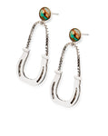 Medium Draft Shoe Earrings - Dangle with Turquoise, Sterling Silver - Rusty Brown