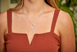 Double Nail Heart Necklace, Sterling Silver - Rusty Brown